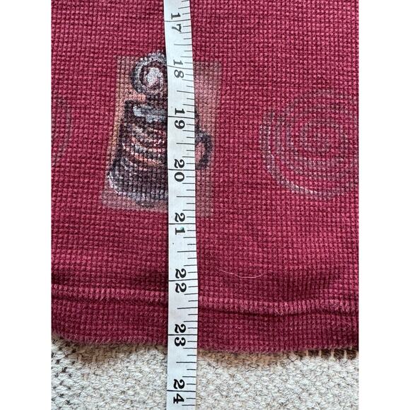 Vintage Blue Fish Women’s Thermal Coffee Red Crop Shirt 2 Large 3/4 Art To Wear - Picture 8 of 14